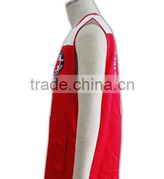 ISO 9001 Audit Factory 100% Polyester Zip up Red Fitted Safety Vest photo-3
