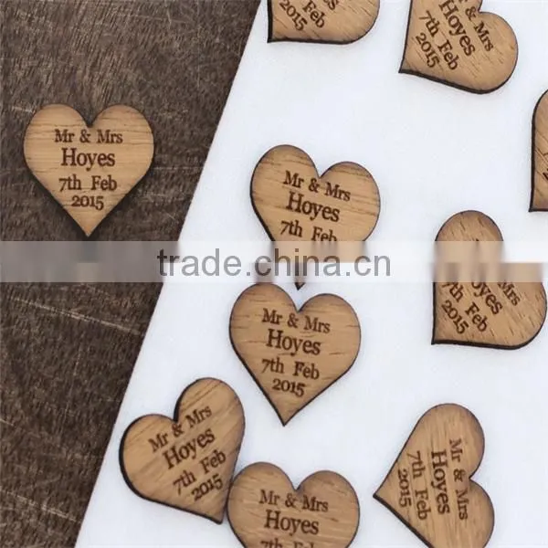 Personalised Wooden Heart Table Decorations, Rustic, Vintage Wedding Favours photo-2