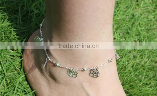 Silver Gold Hollow Flower Beads Beach Barefoot Chain Ankle Bracelet Anklet Jewelry photo-3