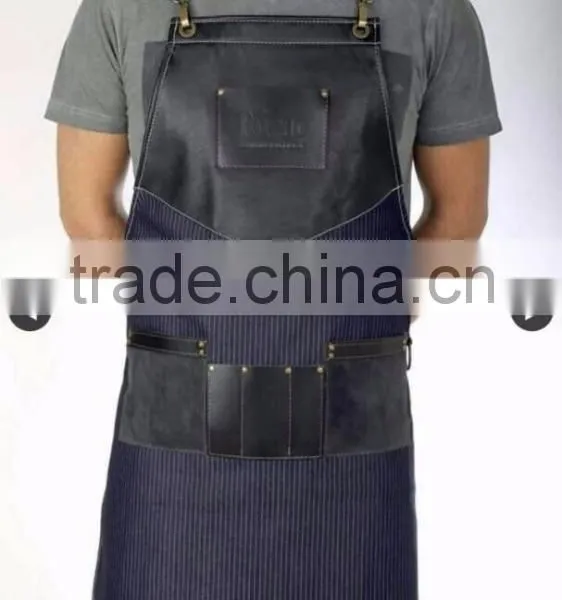 Hand Crafted Custom Logo Black Barber Waxed Canvas Apron for Mens photo-3