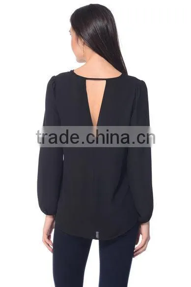 Womens Casual Fashion Blouses 2017 New Designs Long Sleeve V Neck Loose Blouses for Girls photo-2