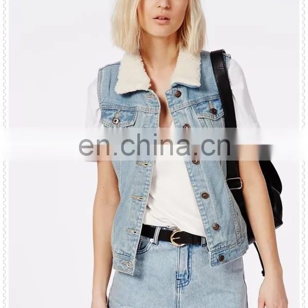 Hot Sale Unique Design Sleeveless Jean Jackets for Girls Wholesale China photo-3