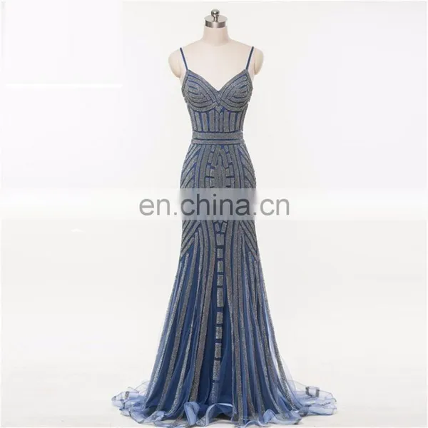 Robe De Soiree Evening Dresses Party Gold Color Red Royal Blue Tulle Crystal Occasion Formal Women Prom Dress Long photo-4