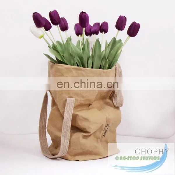 Customized Waterproof Foldable Easy Carry 15kg Kraft Paper Bag for Fruit and Food photo-2