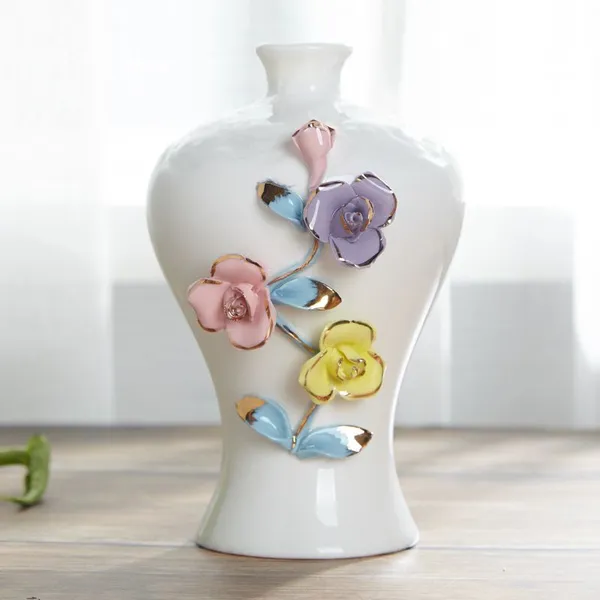 Nordic Gild Hand Made Creative Fashion Large White Ceramic Flower Vase For Shopping Mall Decor photo-4