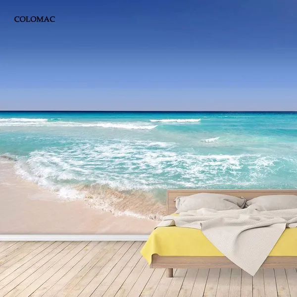 Custom 3D Photo Wallpaper Seascape Beach Sunrise Wall Covering Mural Roll For Living Room Bedroom Background Wallpaper photo-2