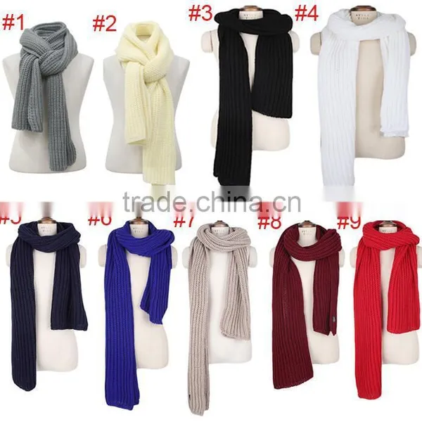 New Korea Fashion Winter Plain Acrylic Crochet Unisex Woman Man Ladies Knitted Scarf photo-6
