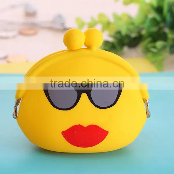 Wholesale Small Silicone Rubber Clip Coin Bag Emoji Purse photo-6