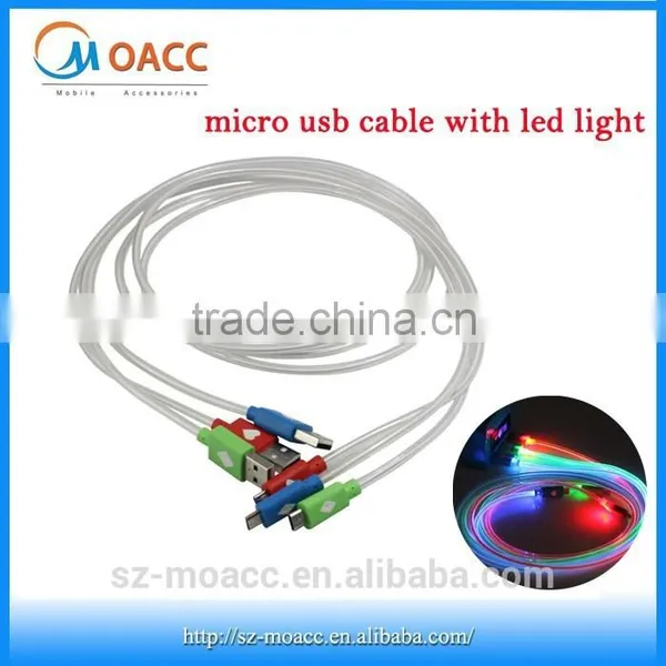 Micro Usb Cable With Led Light Design for Android Phone Led Usb Cable for Mobile Phone