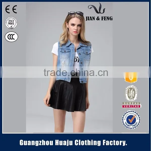 2016 Latest Fashion Garment Factory Manufacturer Biker Denim Vest Design
