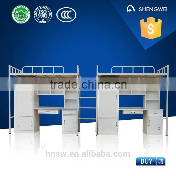 Henan Shengwei Cheap Bunk Bed With Wooden Stair Ladder Metal Single Bunk Bed