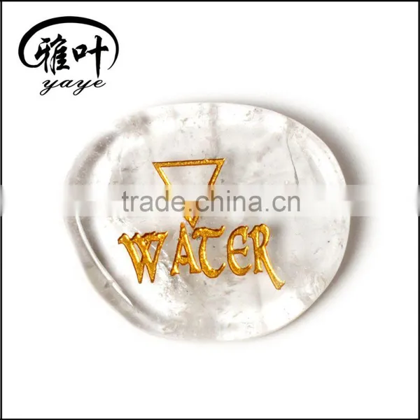 Wholesale Engraved Triangle Symbol Natural Clear Quartz Palm Stone Set photo-3