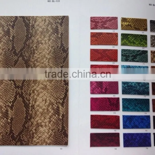 PU Synthetic Leather for Women Shoe Upper Snake Skin