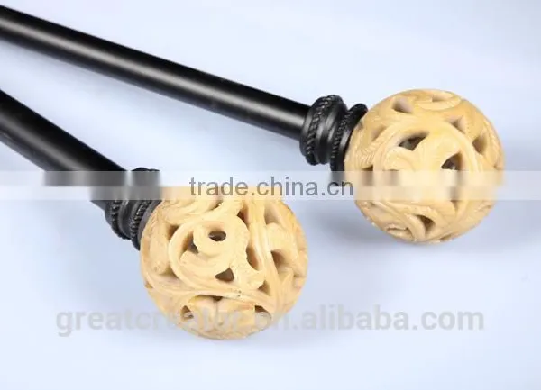 Decorative Open-Work Resin Finials For 3/4" (19mm) Gold Metal Curtain Rods, High Quality Designer Drapery Hardware photo-3