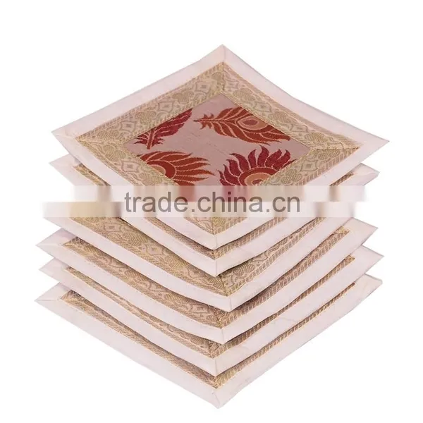 Indian Silk Table Runner With 6 Place Mats & 6 Coaster in Blue Color Size 16*62 photo-3