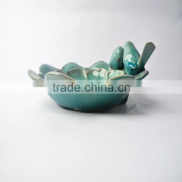 Lotus Flower Ceramic Plate With Pigeon Bird photo-2
