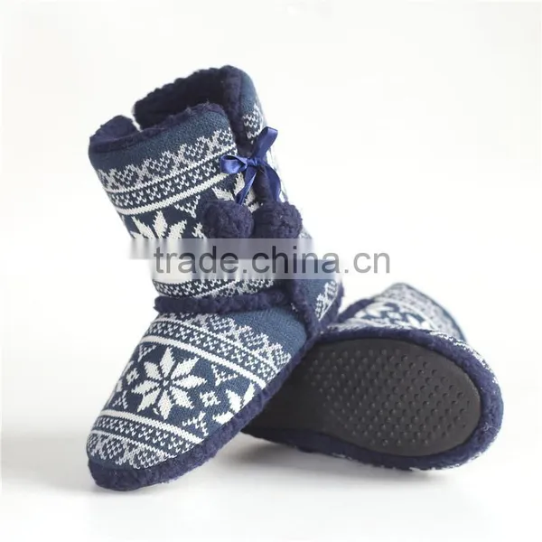 Ladies Classical Knitted Flower Slipper Boot photo-5