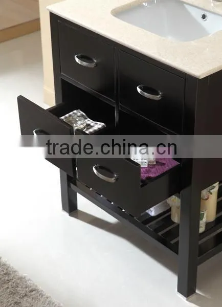 Modern Classic Design Bathroom Furniture Single Basin Cabinet Oak Wood Wash Basin Vanity No.3201A photo-5