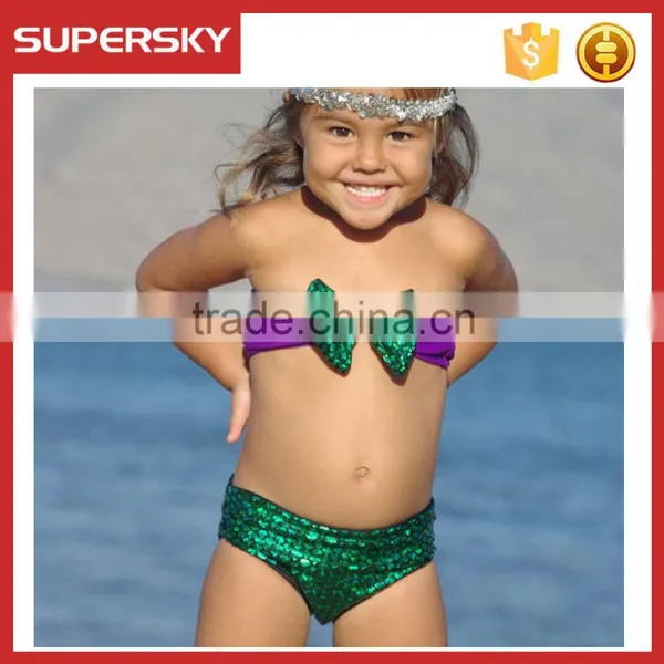A-1634 Kids Swimmable Mermaid Swimwear Kids Mermaid Tail Swimsuit Children Mermaid Bikini Swimwear photo-2