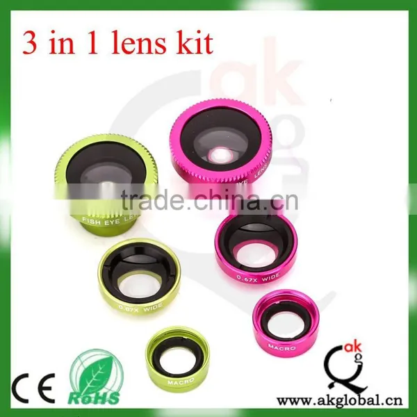 Smartphone Lens Clip on 3 In1 Lens 0.67x Wide Angle Lens+10x Macro Lens+180 Fisheye Lens photo-2