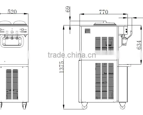 Hot Sale S970F Door to Door Service Frozen Yogurt Soft Ice Cream Machin 3-flavor photo-3