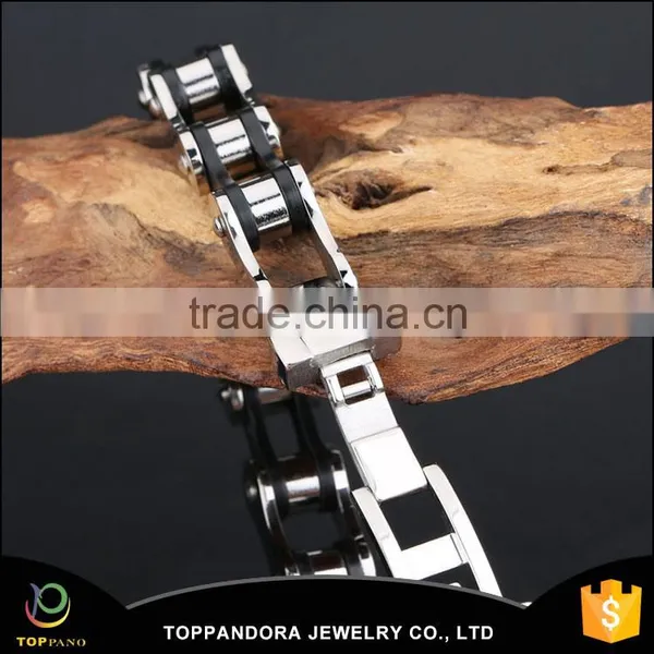 Fashion New Design Men's Bracelet Stainless Steel Top Quality Silver Bike Chain Style Finger Chain Ring Bracelet photo-4