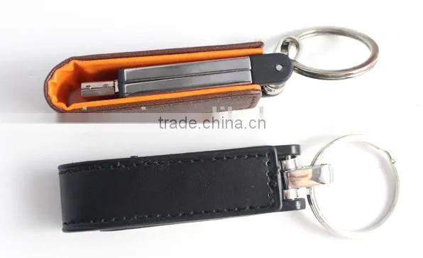 Good Quality Leather Cover Usb With Key Chain