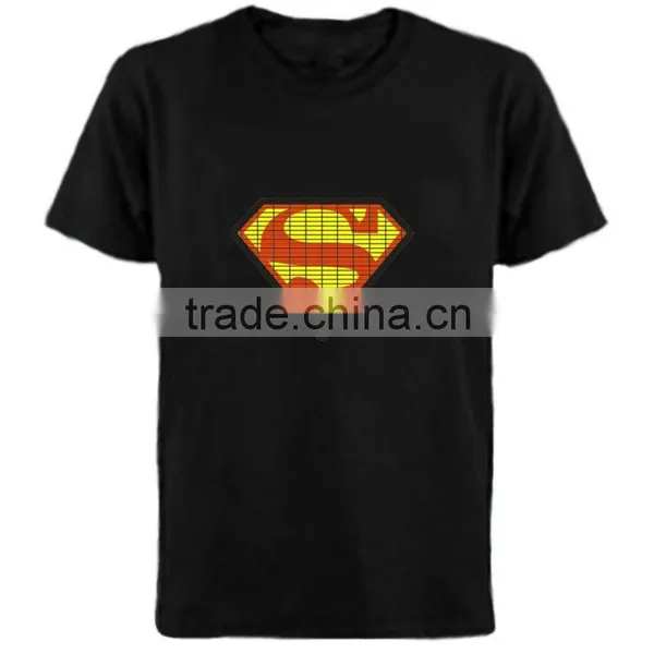 Super Man el Light up T-shirt With 4pcs AAA Battery Inverter