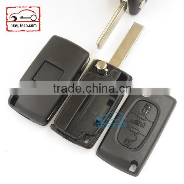 High Quatity Citroen Romote Flip Key Shell 3 Button 307 Blank With Battery Place 0536 Citroen Key Case photo-3