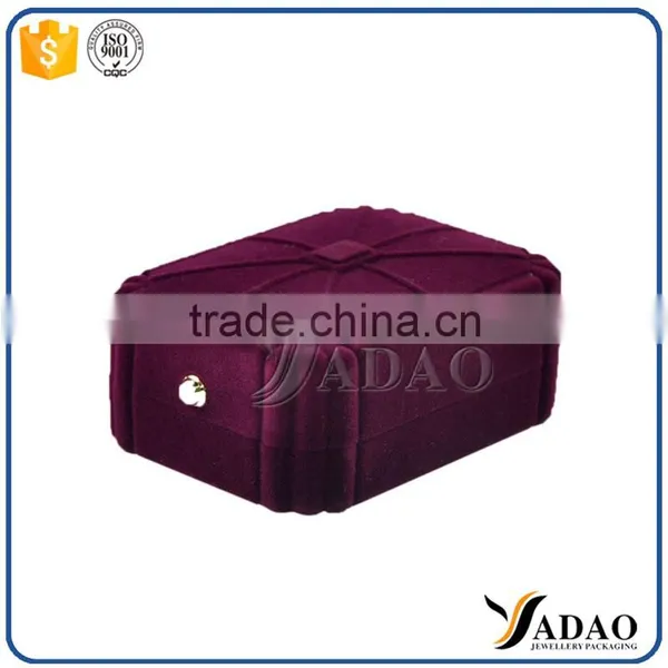 Customized With Botton Flocking Velvet Cover Ring Packaging Box photo-2