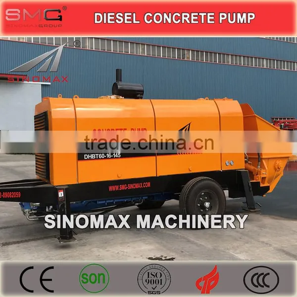 TOP! 60m3/h 80m3/h Diesel Engine Trailer Concrete Pump for Sale With CE Certificated