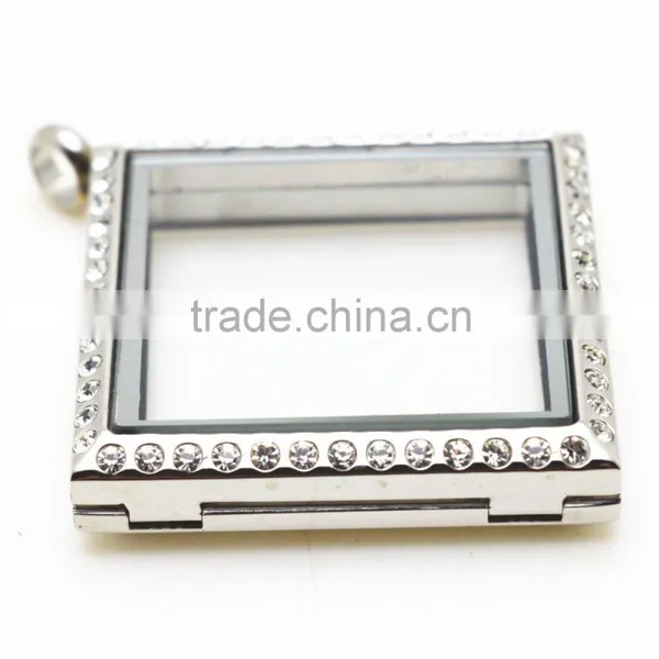 Crystal Floating Lockets Square Shape Lockets for Wholesale photo-4
