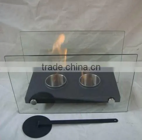 Indoor Glass Fireplace With Crushed Glass, Gel Fuel Glass Fireplace photo-2