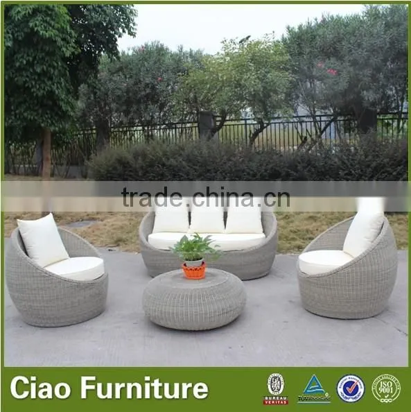Outdoor Ding Dong Feng Furniture All-weather Patio Rattan Round Sofa Set for Sale photo-4