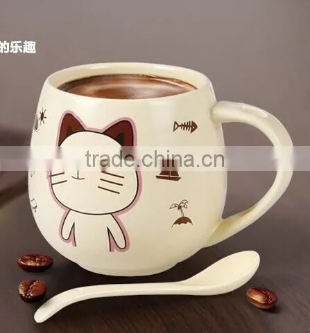 350ml Ceramic Coffee Mug With Spoon Milk Mug photo-2
