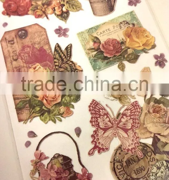 Embossed Sticker, Antique Elegance Design Sticker for Decoration, Classic Decorative Shinny Glitter Sticker photo-4