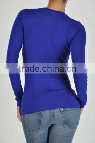 T-shirts Long Sleeve Plain Dyed Women Fashion Crew Neck Women Long Sleeve T-shirts photo-4
