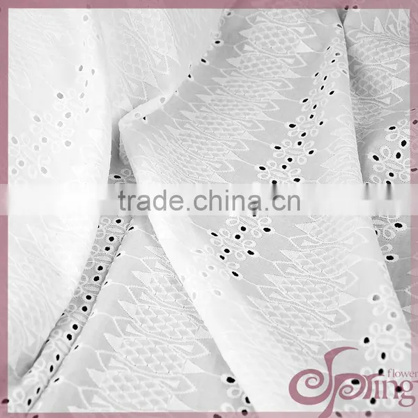 Elegant White Cut Work Cotton Lace Fabric,cotton Embroidery Fabric for Dress photo-3