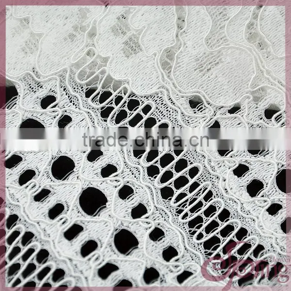 White Flower Design Jacquard Cotton Nylon Warp Knitting Fabric Cotton Lace Fabric for Dress photo-4
