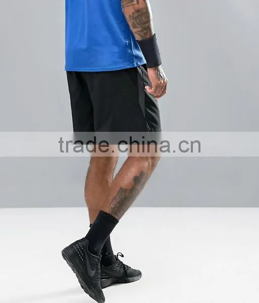 High Quality New Design Custom 100% Polyester Black Men's Fashion Gym Sport Running Shorts photo-2