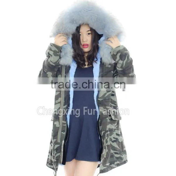 CX-G-P-07A Cheap Parka Jackets Rex Rabbit Lining Raccoon Fur Collar, Wholesale Winter Parka Fur Jackets photo-2