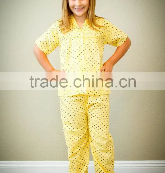 2017 Custom Made Pajamas Black Polka Dots Girls Pajamas Set photo-3