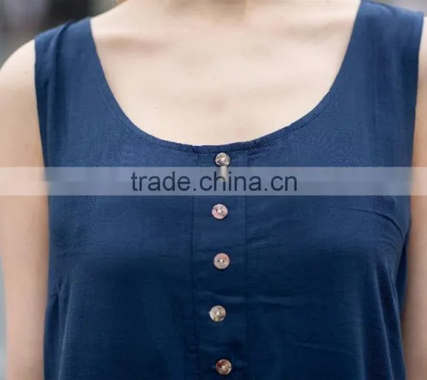 Breathable Ladies's Loose Style Dress for Summer Fashion Scoop Neck Dress Sleeveless Dress Casual Skirt photo-4