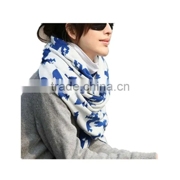 2 Color Choice Autumn and Winter Warm Animal Pattern Lady Knit Korean Scarf Hijab Scarf photo-2