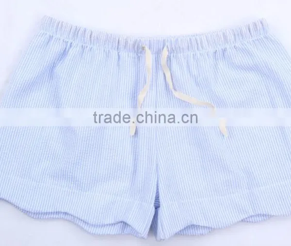 New Arrival Fashionable Scalloped Monogrammed Seersucker Shorts photo-2