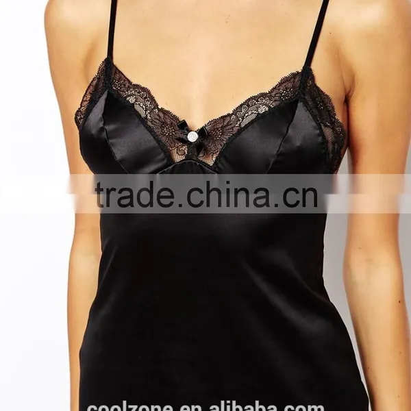 Sexy Applique Bows Adjustable Straps Sleeping Dress With Lace Trim photo-4