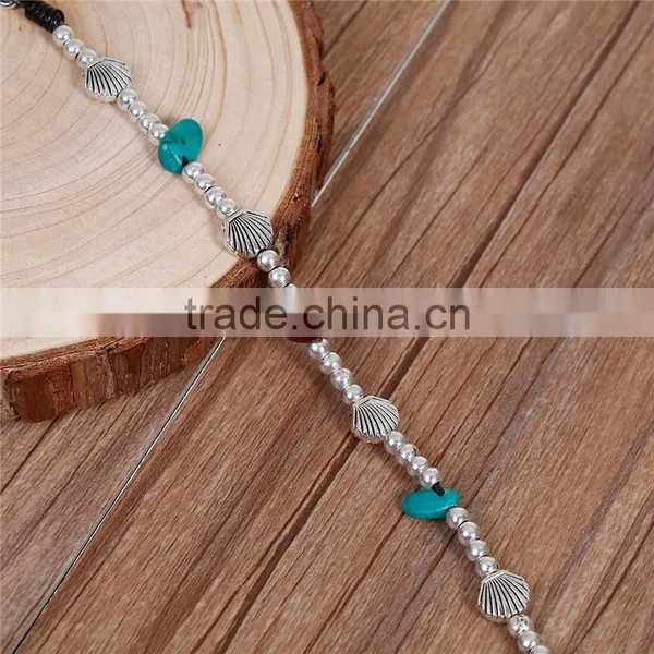 Hand Made Beaded Bracelets Antique Silver Coffee Shell Round Woman Bracelet photo-2