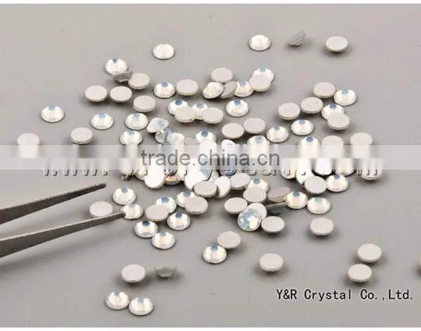 White Opal Nail Art Glass Rhinestone Silver Flat Back Rhinestones photo-3