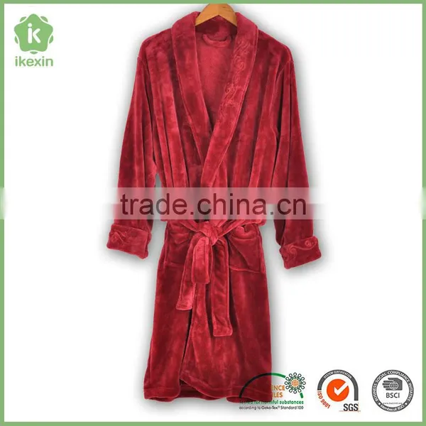 Luxurious Flannel Satin Men Brushed Hemmed Bathrobe Set photo-4