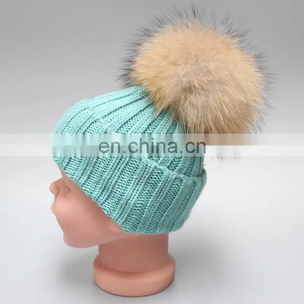 2015 New Year Product Cute Fashion Knit Kids Hats Fur Pom Pom Crochet Baby Hats photo-3